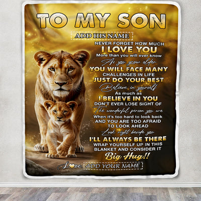 Personalized To My Son Gifts Blanket From Mom Mother Never Forget How Much I Love You Lion Daughter Birthday Gifts Christmas Customized Fleece Throw Blanket | siriusteestore