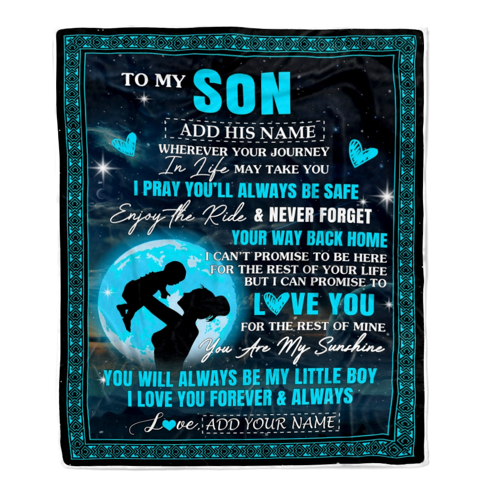 Personalized To My Son Gifts Blanket From Mom Mother Promise To Love You Gifts For Son Birthday Graduation Christmas Custom Fleece Throw Blanket | siriusteestore