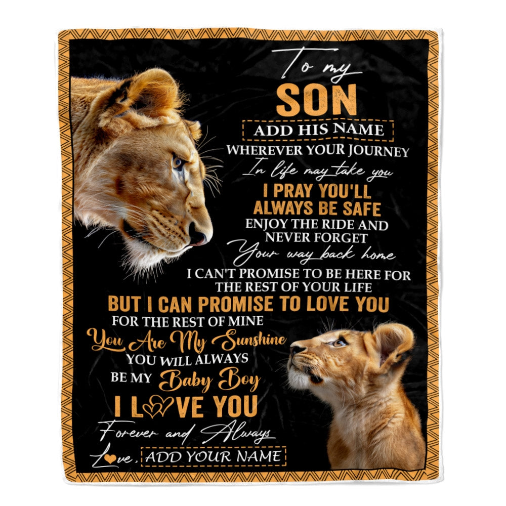 Personalized To My Son Gifts Blanket From Mom Mother Wherever Your Journey In Life Lion Daughter Birthday Gifts Christmas Customized Fleece Throw Blanket | siriusteestore