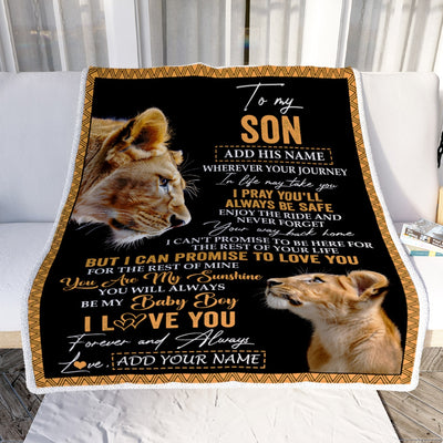 Personalized To My Son Gifts Blanket From Mom Mother Wherever Your Journey In Life Lion Daughter Birthday Gifts Christmas Customized Fleece Throw Blanket | siriusteestore