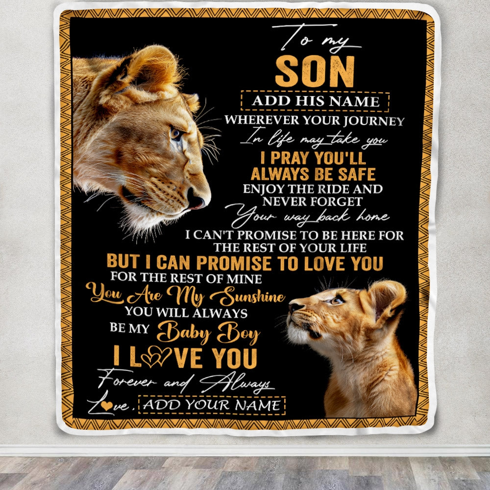 Personalized To My Son Gifts Blanket From Mom Mother Wherever Your Journey In Life Lion Daughter Birthday Gifts Christmas Customized Fleece Throw Blanket | siriusteestore