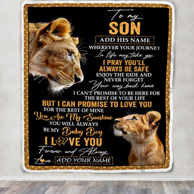 Personalized To My Son Gifts Blanket From Mom Mother Wherever Your Journey In Life Lion Daughter Birthday Gifts Christmas Customized Fleece Throw Blanket | siriusteestore