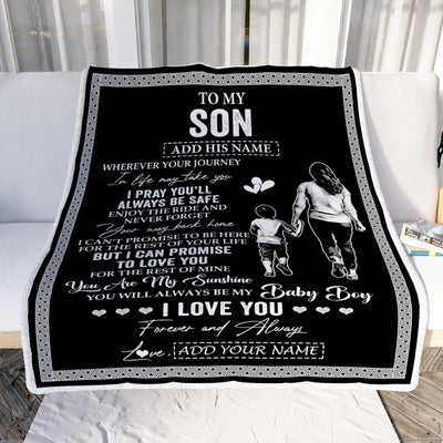 Personalized To My Son Gifts Blanket From Mom Mother Wherever Your Journey In Life Mother Daughter Birthday Gifts Christmas Customized Fleece Throw Blanket | siriusteestore