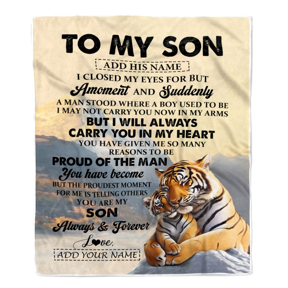 Personalized To My Son Gifts Blanket Tiger From Mom Dad Mother Father You Are My Son Birthday Gifts Graduation Christmas Custom Fleece Throw Blanket | siriusteestore