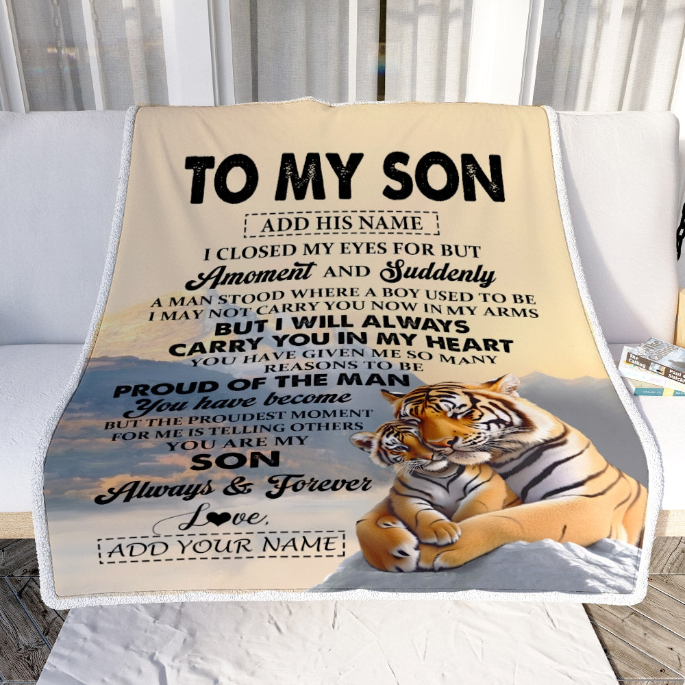 Personalized To My Son Gifts Blanket Tiger From Mom Dad Mother Father You Are My Son Birthday Gifts Graduation Christmas Custom Fleece Throw Blanket | siriusteestore