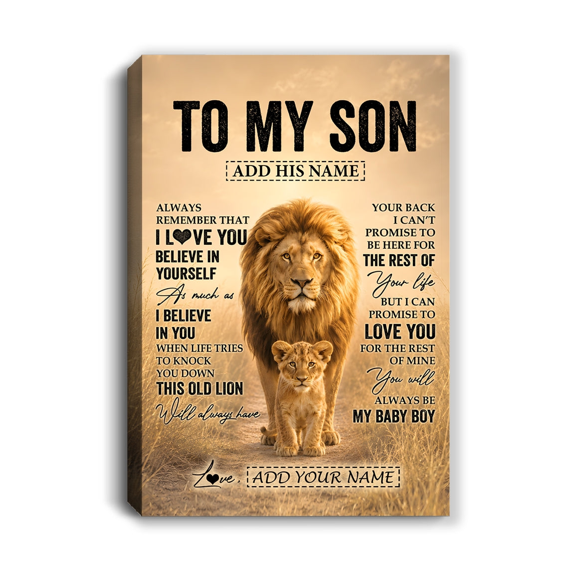 Personalized To My Son Gifts Canvas From Dad Father Always Remember Lion Gifts For Son Birthday Graduation Christmas Custom Wall Art Framed Canvas | siriusteestore