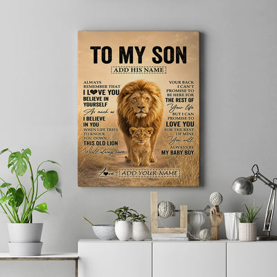 Personalized To My Son Gifts Canvas From Dad Father Always Remember Lion Gifts For Son Birthday Graduation Christmas Custom Wall Art Framed Canvas | siriusteestore