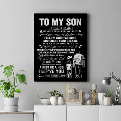 Personalized To My Son Gifts Canvas From Dad Father My Only Wish For You Son Birthday Gifts Graduation Christmas Custom Wall Art Print Framed Canvas | siriusteestore