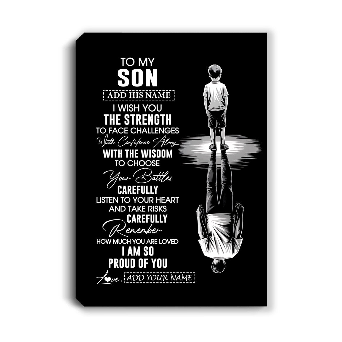 Personalized To My Son Gifts Canvas From Mom Dad Father Mother I Wish You The Strength Son Birthday Gifts Christmas Graduation Custom Wall Art Framed Canvas | siriusteestore