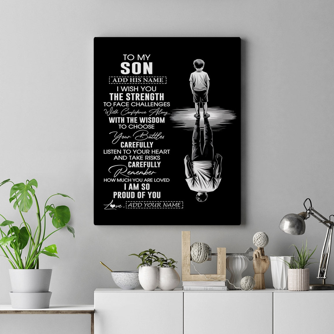 Personalized To My Son Gifts Canvas From Mom Dad Father Mother I Wish You The Strength Son Birthday Gifts Christmas Graduation Custom Wall Art Framed Canvas | siriusteestore