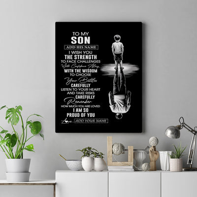 Personalized To My Son Gifts Canvas From Mom Dad Father Mother I Wish You The Strength Son Birthday Gifts Christmas Graduation Custom Wall Art Framed Canvas | siriusteestore