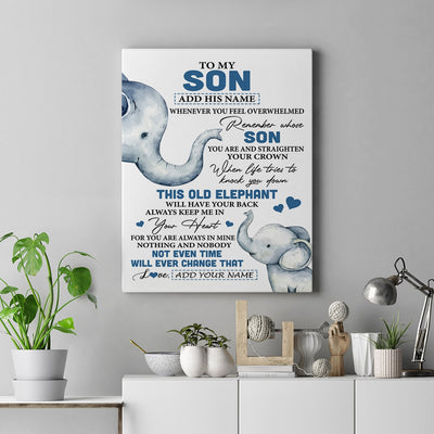 Personalized To My Son Gifts Canvas From Mom Dad Mother Father Whenever Elephant Unique Birthday Gifts For Son Graduation Christmas Custom Art Print Framed Canvas | siriusteestore