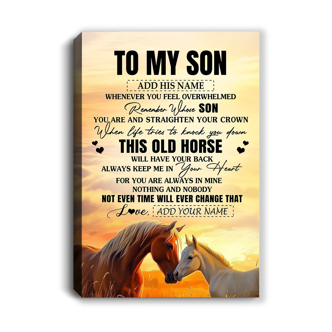 Personalized To My Son Gifts Canvas From Mom Dad Mother Father Whenever Horse Unique Birthday Gifts For Son Graduation Christmas Custom Wall Art Print Framed Canvas | siriusteestore