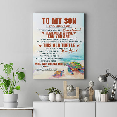 Personalized To My Son Gifts Canvas From Mom Dad Mother Father Whenever Turtle Unique Birthday Gifts For Son Graduation Christmas Custom Wall Art Print Framed Canvas | siriusteestore