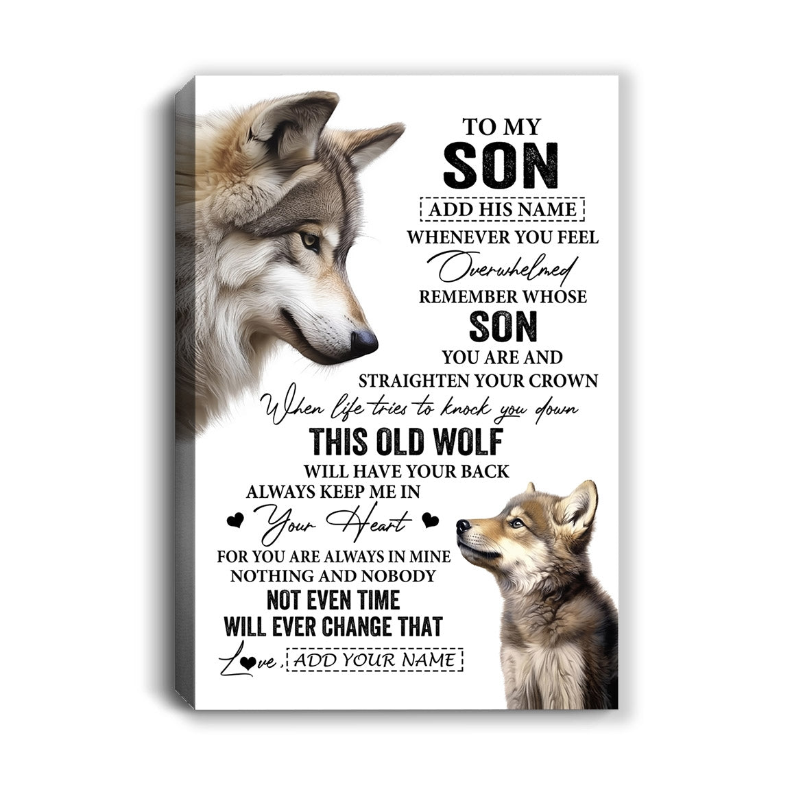 Personalized To My Son Gifts Canvas From Mom Dad Mother Father Whenever Wolf Unique Birthday Gifts For Son Graduation Christmas Custom Wall Art Print Framed Canvas | siriusteestore
