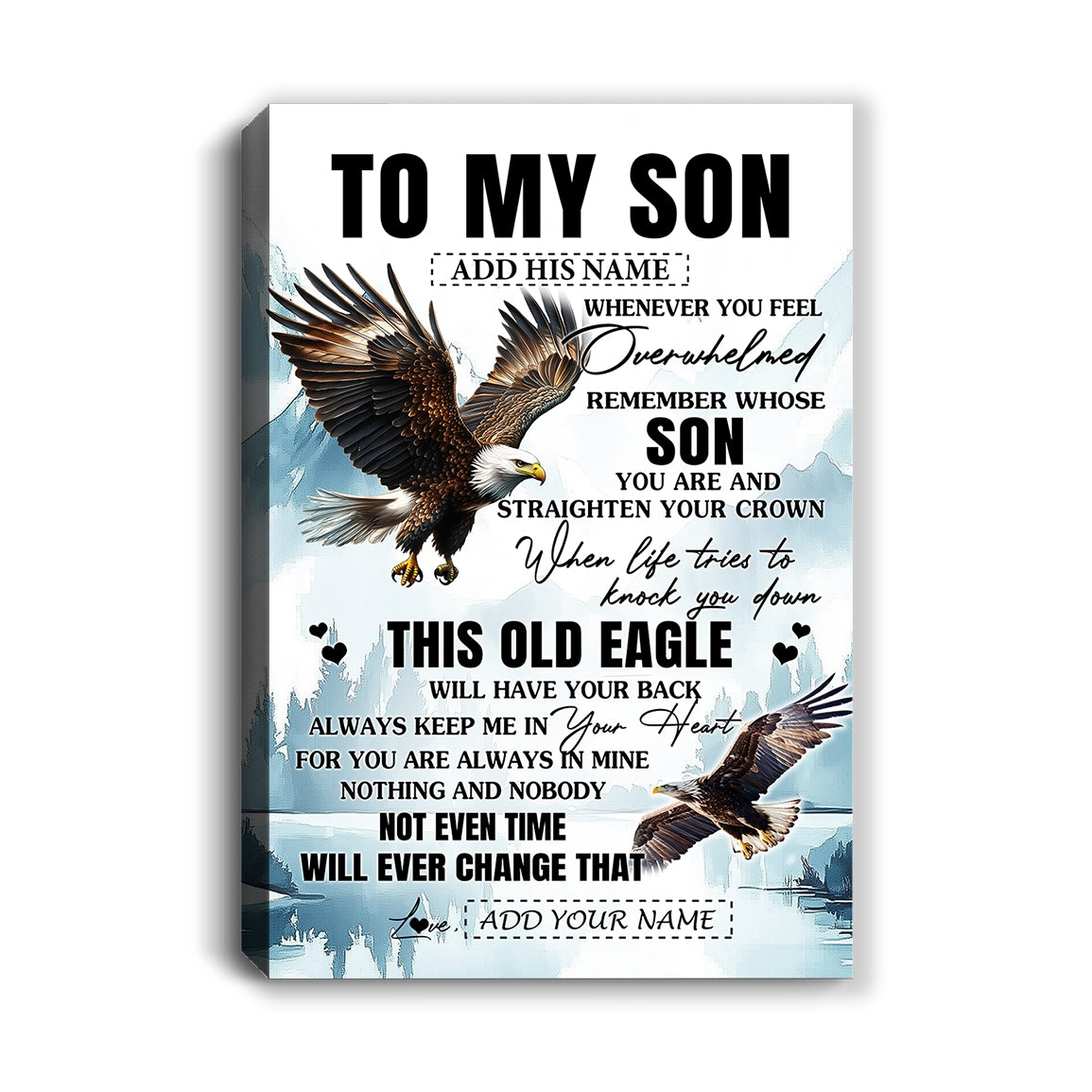 Personalized To My Son Gifts Canvas From Mom Dad Whenever Eagle Unique Birthday Gifts For Son Graduation Christmas Custom Wall Art Inspirational Quote Framed Canvas | siriusteestore