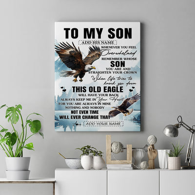 Personalized To My Son Gifts Canvas From Mom Dad Whenever Eagle Unique Birthday Gifts For Son Graduation Christmas Custom Wall Art Inspirational Quote Framed Canvas | siriusteestore