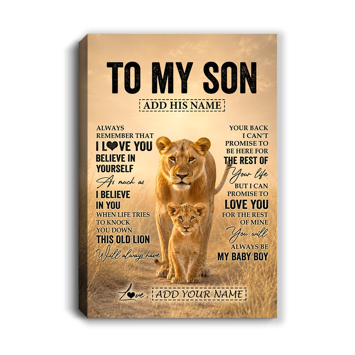 Personalized To My Son Gifts Canvas From Mom Mother Always Remember Lion Gifts For Son Birthday Graduation Christmas Custom Wall Art Framed Canvas | siriusteestore