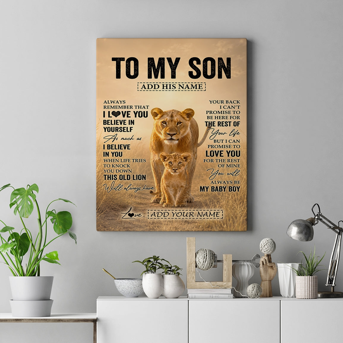 Personalized To My Son Gifts Canvas From Mom Mother Always Remember Lion Gifts For Son Birthday Graduation Christmas Custom Wall Art Framed Canvas | siriusteestore