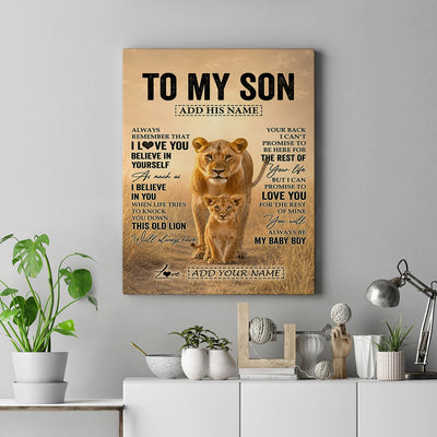 Personalized To My Son Gifts Canvas From Mom Mother Always Remember Lion Gifts For Son Birthday Graduation Christmas Custom Wall Art Framed Canvas | siriusteestore