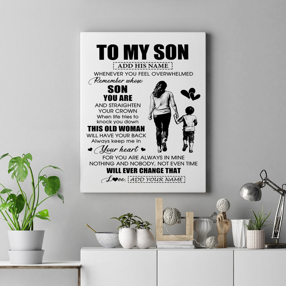 Personalized To My Son Gifts Canvas From Mom Mother Whenever Woman Unique Birthday Gifts For Son Graduation Christmas Custom Wall Art Print Framed Canvas | siriusteestore
