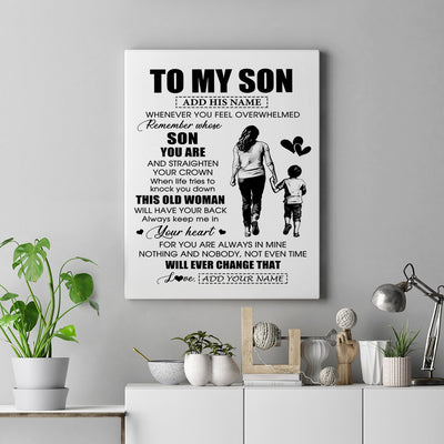 Personalized To My Son Gifts Canvas From Mom Mother Whenever Woman Unique Birthday Gifts For Son Graduation Christmas Custom Wall Art Print Framed Canvas | siriusteestore