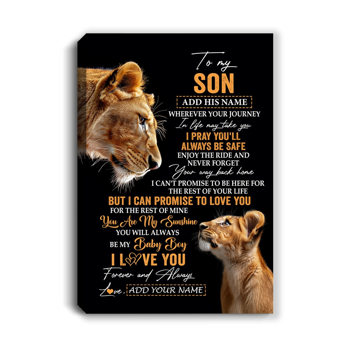 Personalized To My Son Gifts Canvas From Mom Mother Wherever Your Journey In Life Lion Daughter Birthday Gifts Christmas Custom Wall Art Framed Canvas | siriusteestore