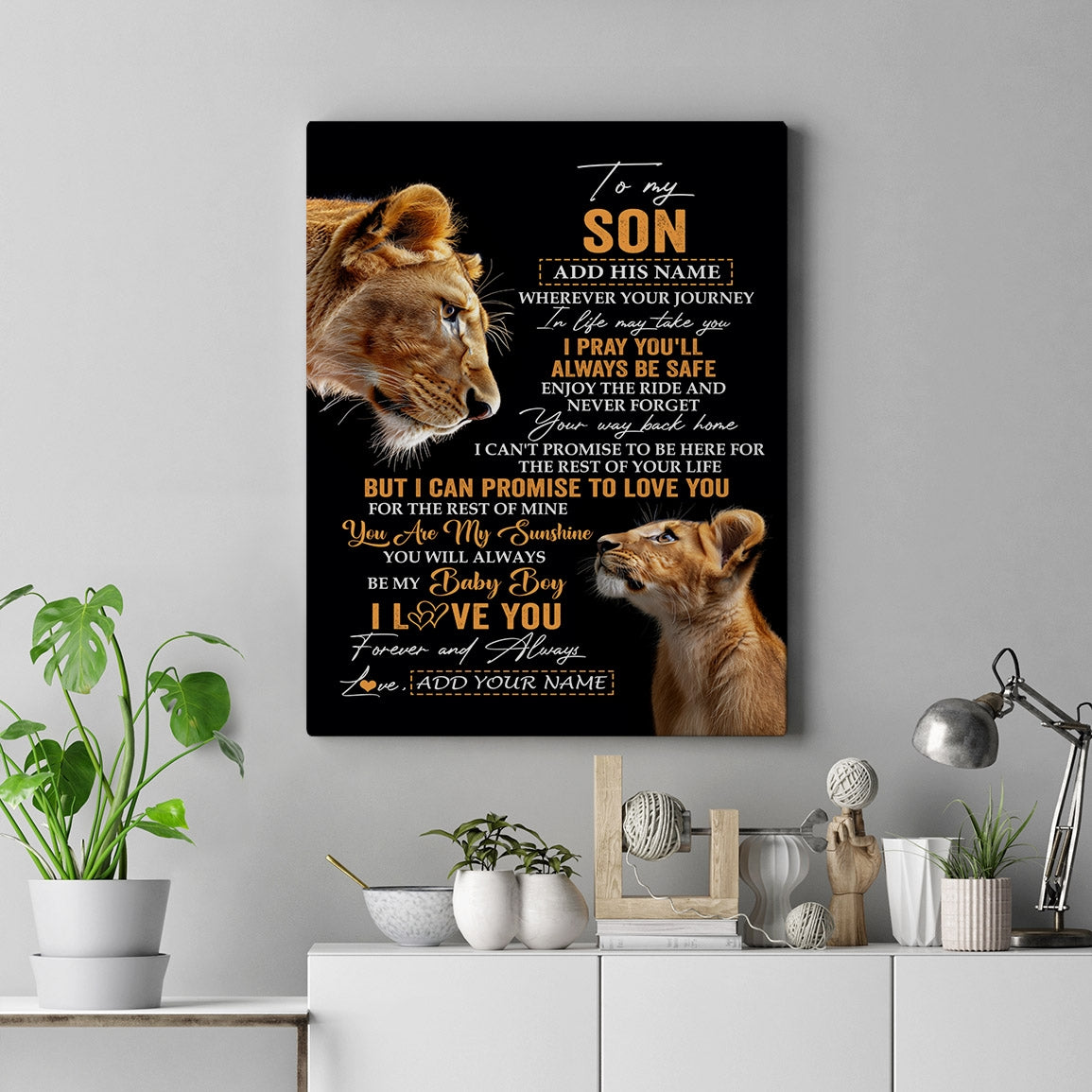 Personalized To My Son Gifts Canvas From Mom Mother Wherever Your Journey In Life Lion Daughter Birthday Gifts Christmas Custom Wall Art Framed Canvas | siriusteestore