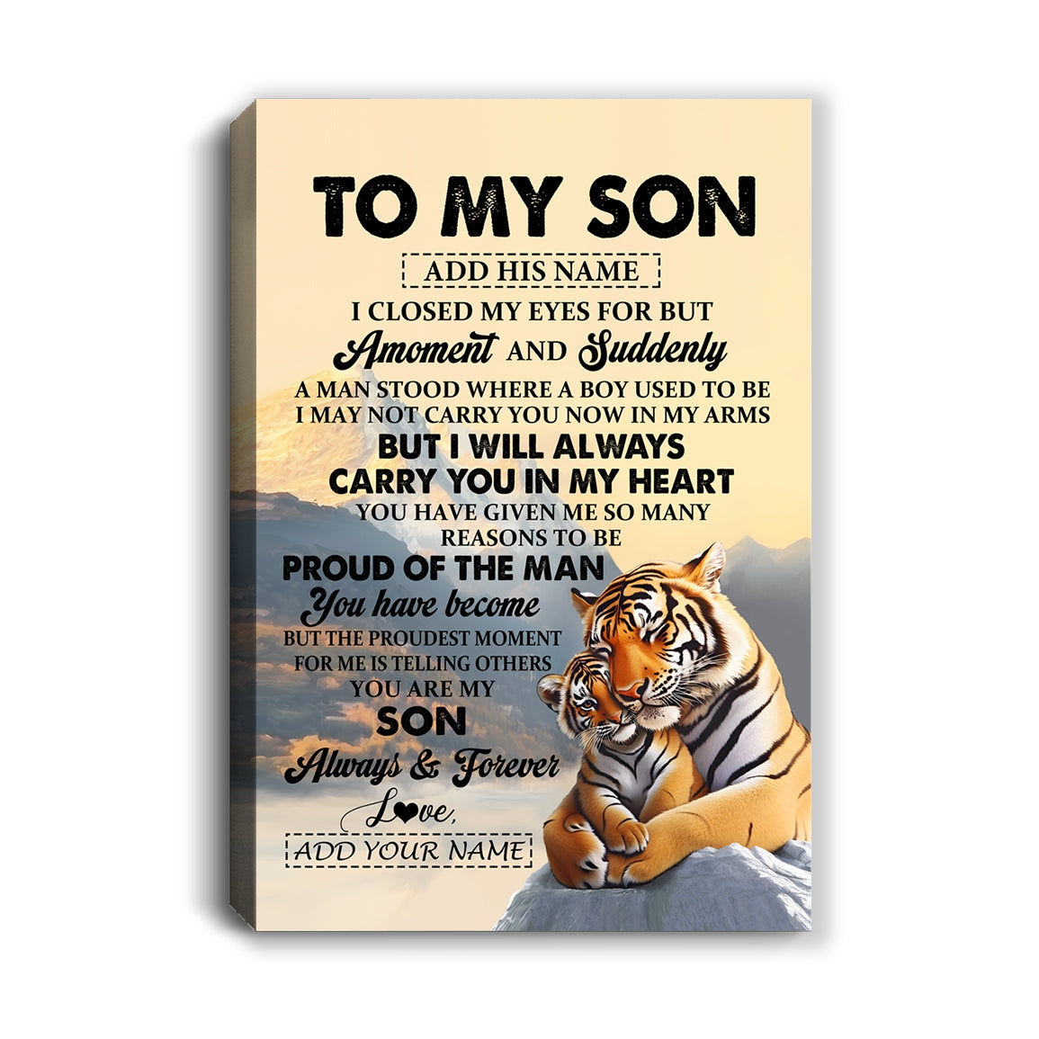 Personalized To My Son Gifts Canvas Tiger From Mom Dad Mother Father You Are My Son Birthday Gifts Graduation Christmas Custom Wall Art Framed Canvas Shirt & Hoodie | siriusteestore