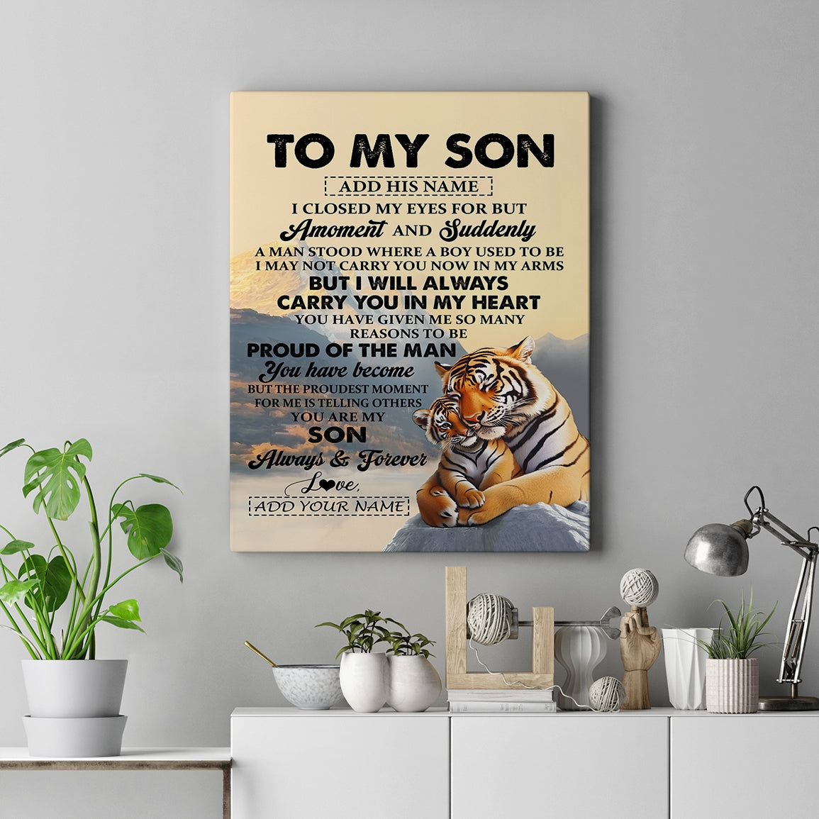 Personalized To My Son Gifts Canvas Tiger From Mom Dad Mother Father You Are My Son Birthday Gifts Graduation Christmas Custom Wall Art Framed Canvas Shirt & Hoodie | siriusteestore