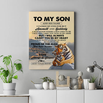 Personalized To My Son Gifts Canvas Tiger From Mom Dad Mother Father You Are My Son Birthday Gifts Graduation Christmas Custom Wall Art Framed Canvas Shirt & Hoodie | siriusteestore