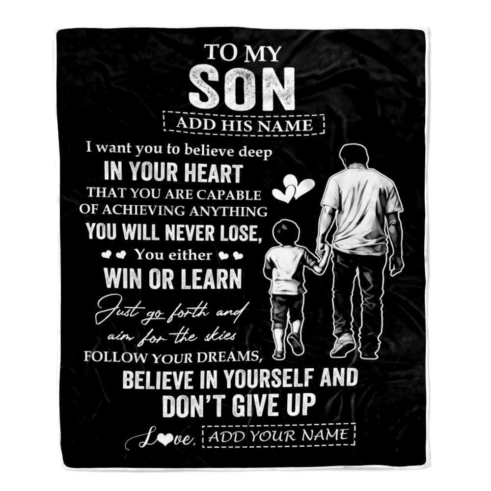 Personalized To My Son Gifts From Dad Father Blanket Don't Give Up Dad Gifts For Son Birthday Graduation Christmas Customized Fleece Throw Blanket | siriusteestore