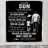 Personalized To My Son Gifts From Dad Father Blanket Don't Give Up Dad Gifts For Son Birthday Graduation Christmas Customized Fleece Throw Blanket | siriusteestore