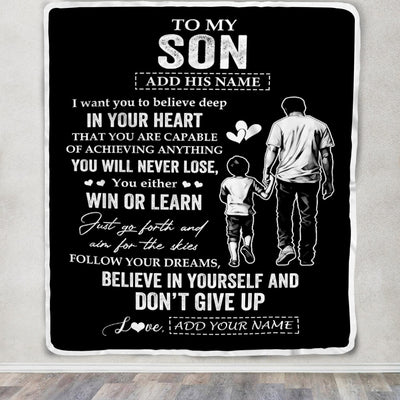 Personalized To My Son Gifts From Dad Father Blanket Don't Give Up Dad Gifts For Son Birthday Graduation Christmas Customized Fleece Throw Blanket | siriusteestore