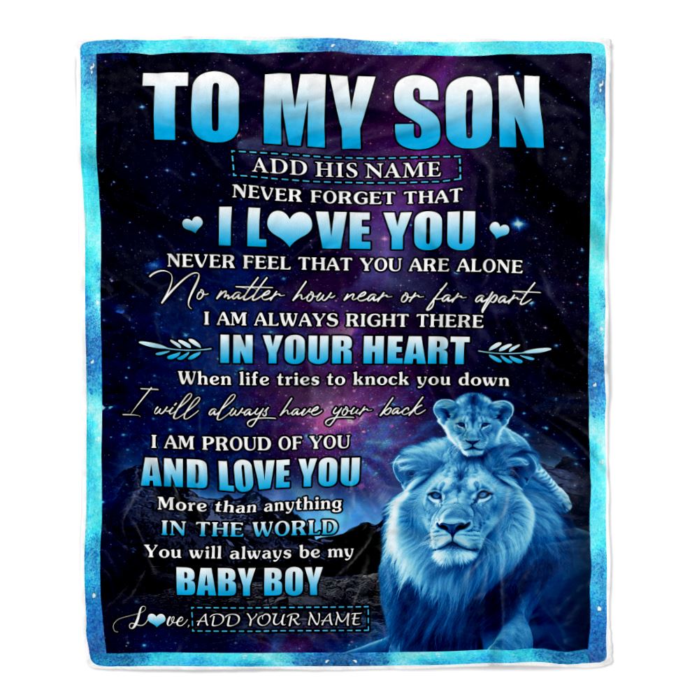 Personalized To My Son Gifts From Dad Father Blanket I Love You Lion Birthday Gift Ideas For Son Graduation Christmas Customized Fleece Throw Blanket | siriusteestore