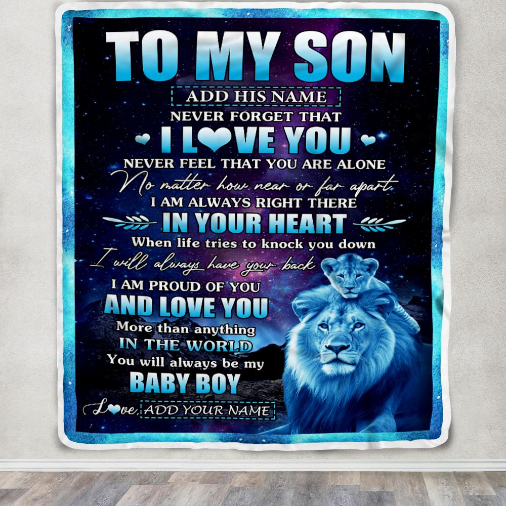 Personalized To My Son Gifts From Dad Father Blanket I Love You Lion Birthday Gift Ideas For Son Graduation Christmas Customized Fleece Throw Blanket | siriusteestore