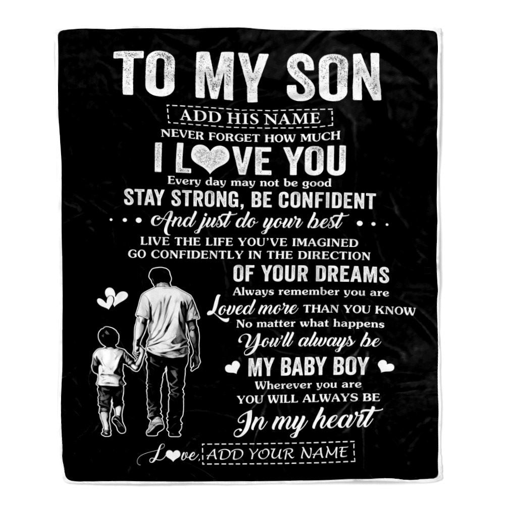 Personalized To My Son Gifts From Dad Father Blanket Never Forget How Much I Love You Son Birthday Graduation Christmas Customized Fleece Throw Blanket | siriusteestore