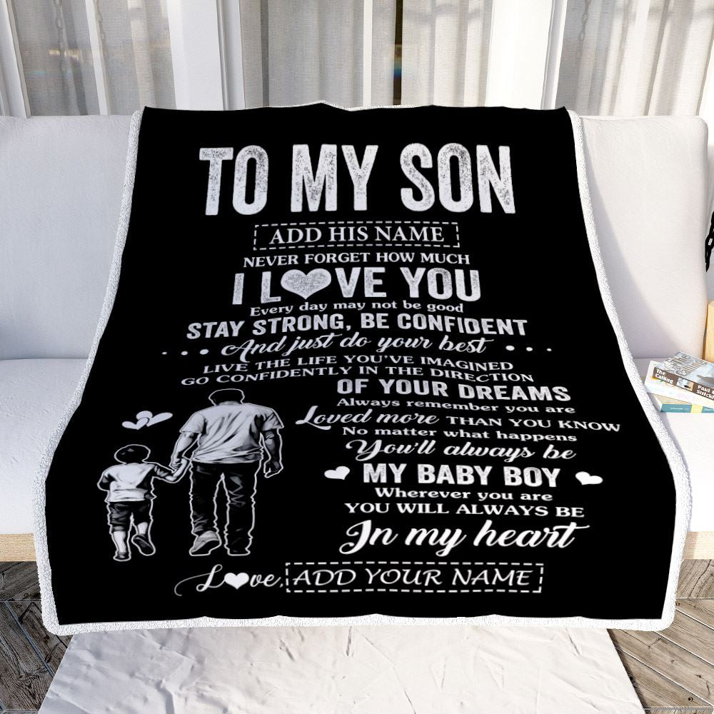 Personalized To My Son Gifts From Dad Father Blanket Never Forget How Much I Love You Son Birthday Graduation Christmas Customized Fleece Throw Blanket | siriusteestore