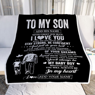 Personalized To My Son Gifts From Dad Father Blanket Never Forget How Much I Love You Son Birthday Graduation Christmas Customized Fleece Throw Blanket | siriusteestore