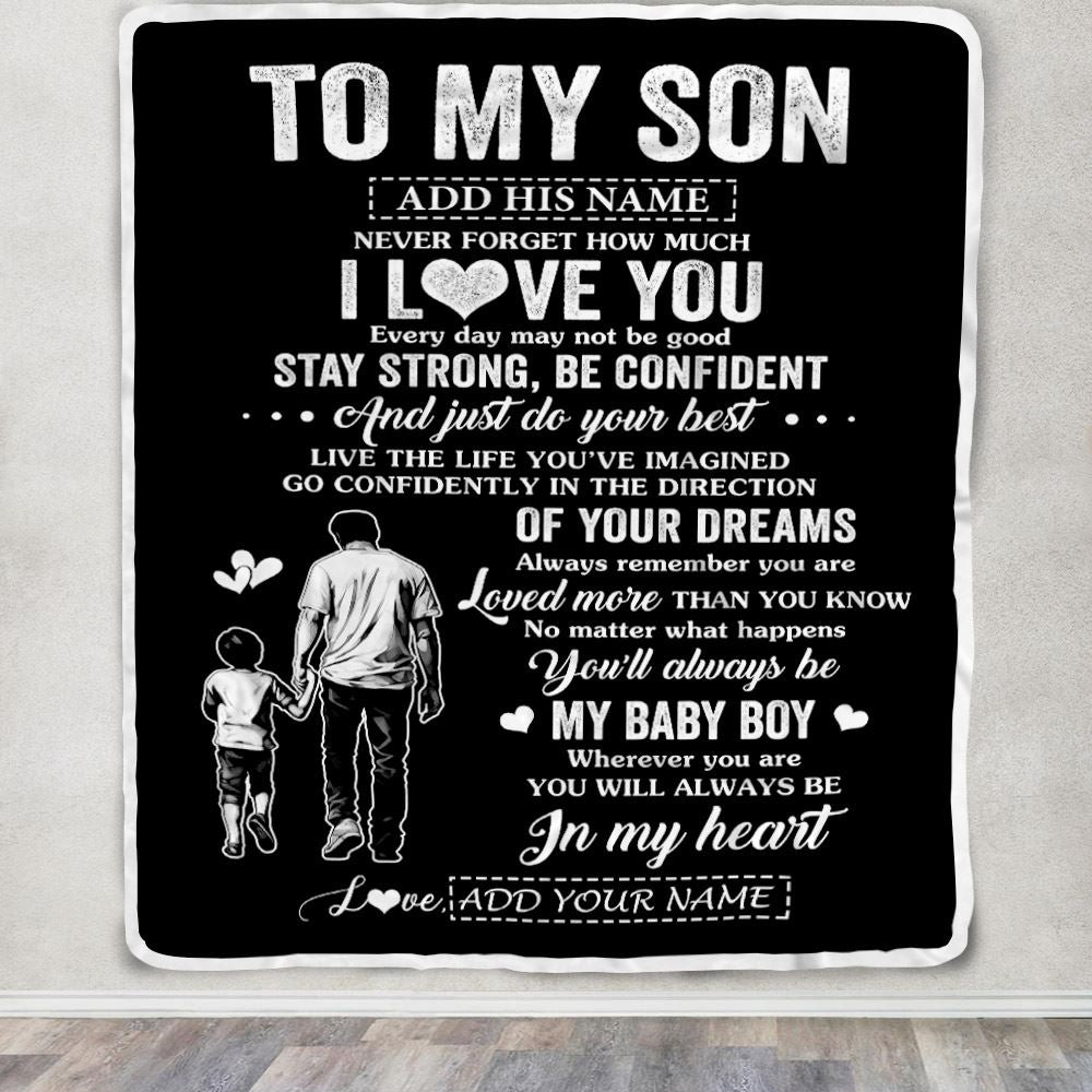 Personalized To My Son Gifts From Dad Father Blanket Never Forget How Much I Love You Son Birthday Graduation Christmas Customized Fleece Throw Blanket | siriusteestore