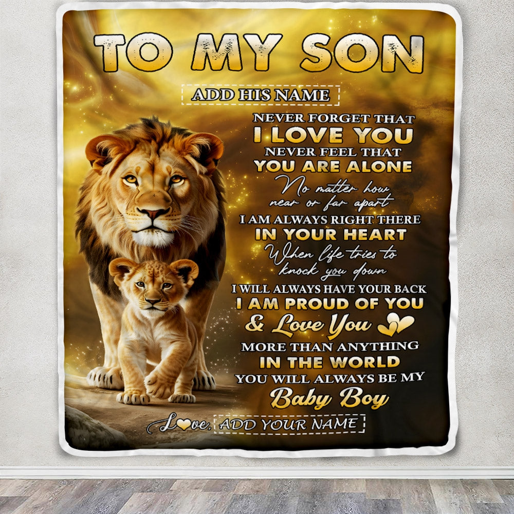 Personalized To My Son Gifts From Dad Father Blanket Never Forget That I Love You Lion Daughter Birthday Gifts Graduation Christmas Custom Fleece Blanket | siriusteestore