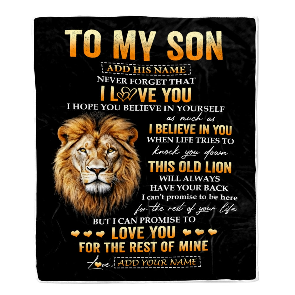 Personalized To My Son Gifts From Dad Father Blanket Old Lion Love You Son Birthday Gifts Graduation Christmas Customized Fleece Throw Blanket | siriusteestore