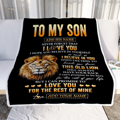 Personalized To My Son Gifts From Dad Father Blanket Old Lion Love You Son Birthday Gifts Graduation Christmas Customized Fleece Throw Blanket | siriusteestore