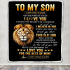 Personalized To My Son Gifts From Dad Father Blanket Old Lion Love You Son Birthday Gifts Graduation Christmas Customized Fleece Throw Blanket | siriusteestore