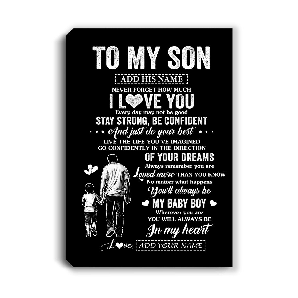 Personalized To My Son Gifts From Dad Father Canvas Never Forget How Much I Love You Son Birthday Graduation Christmas Gift Custom Wall Art Framed Canvas | siriusteestore