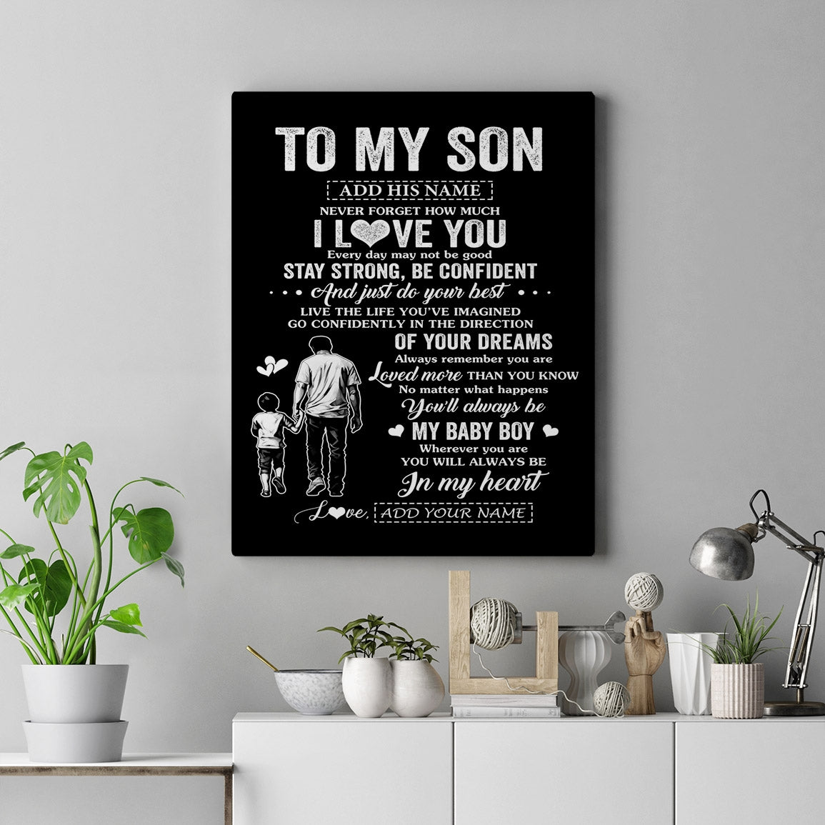 Personalized To My Son Gifts From Dad Father Canvas Never Forget How Much I Love You Son Birthday Graduation Christmas Gift Custom Wall Art Framed Canvas | siriusteestore