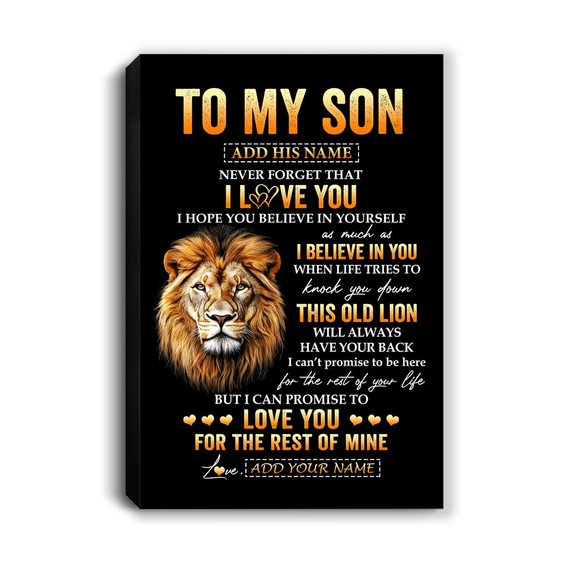 Personalized To My Son Gifts From Dad Father Canvas Old Lion Love You Son Birthday Gifts Graduation Christmas Custom Wall Art Print Framed Canvas | siriusteestore