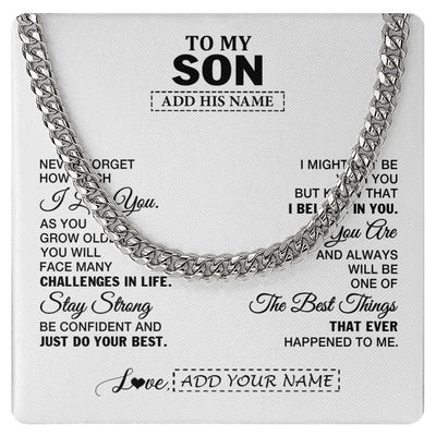 Cuban Link Chain Necklace Stainless Steel | 1 | Personalized To My Son Gifts From Mom Dad Father Necklace I Love You Thoughtful Keepsake Gift For Son Graduation Christmas Custom Gift Box Message Card | https://siriusteestore.