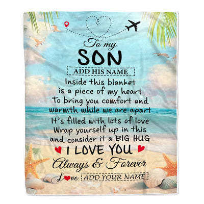 Personalized To My Son Gifts From Mom Dad Mother Blanket Beach I Love You Birthday Gifts Graduation For Son Christmas Customized Fleece Blanket | siriusteestore