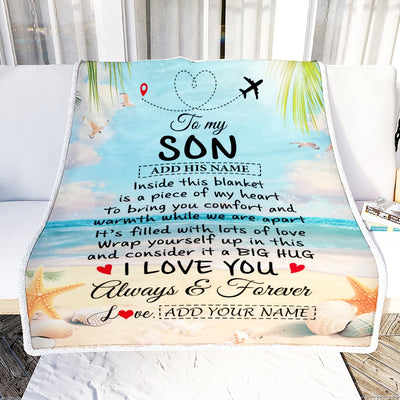 Personalized To My Son Gifts From Mom Dad Mother Blanket Beach I Love You Birthday Gifts Graduation For Son Christmas Customized Fleece Blanket | siriusteestore